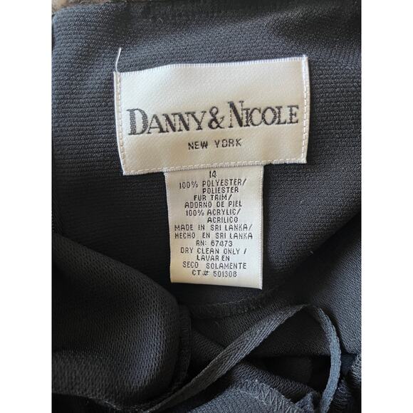 Vintage 90s Black Faux Fur Boat Neck Evening Gown Dress Size Large - Picture 5 of 5